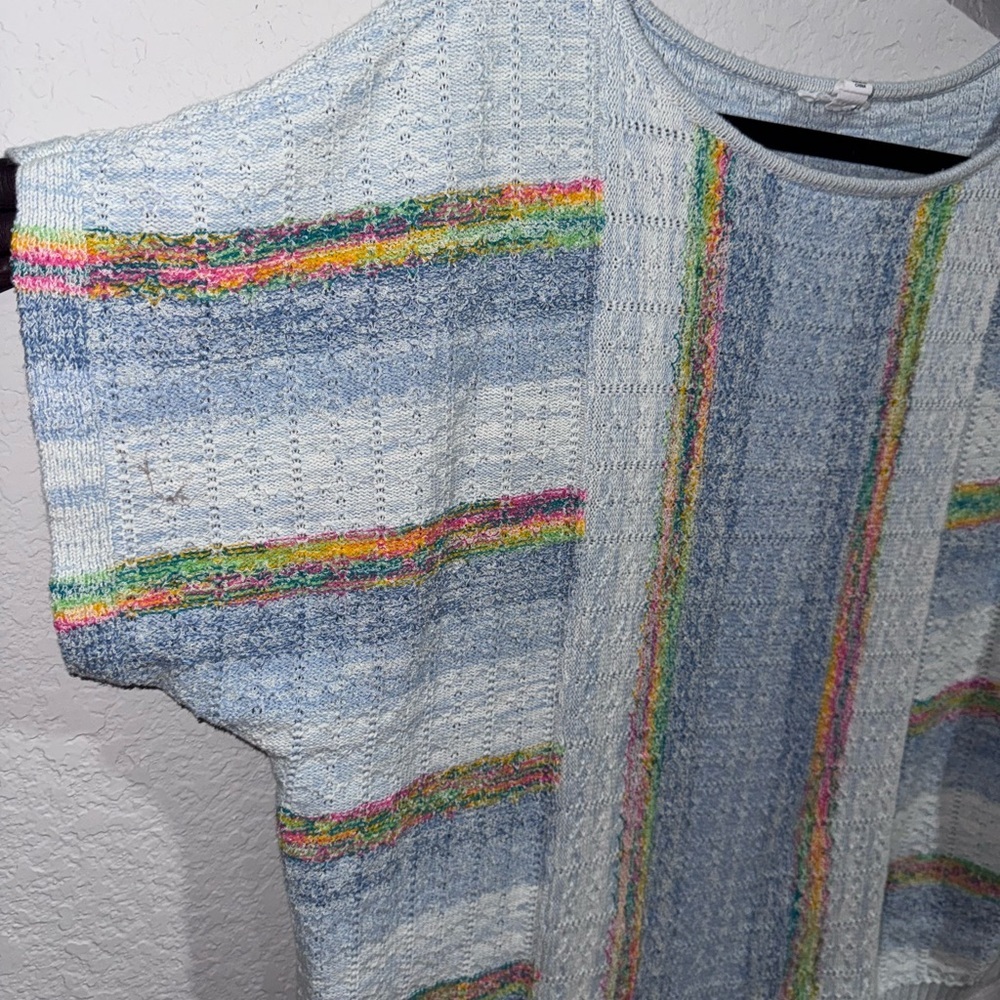 Tribal Jeans Neon Rainbow Knit Top Medium - Picture 5 of 6